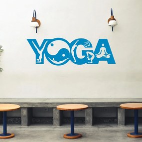 Veselá Stena Samolepka Joga Farba: modrá, Veľkosť: 80 x 25 cm
