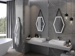 Mexen Orla, LED kúpeľňové zrkadlo s podsvietením a čiernym rámom 50x70 cm, 6000K, ochrana proti zahmlievaniu, 9815-050-070-611-70