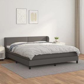 Boxspring posteľ s matracom sivá 160x200 cm umelá koža 3127263