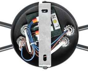 Moderné stropné svietidlo čierne 4-žiarovkové s dymovým sklom - Atény