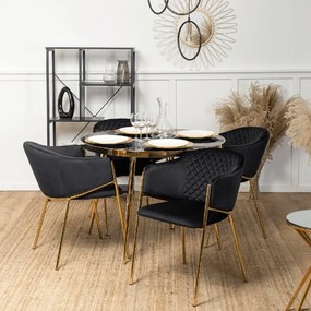 PROXIMA.store - Čalúnená jedálenska stolička INNES FARBA: čierna, FARBA NÔH: zlatá