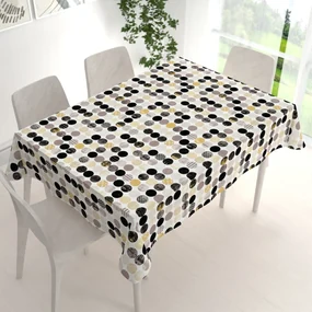 Biante Dekoračný obdĺžnikový obrus Leona LN-058 Zlaté a čierne guličky na bielom 100x160 cm