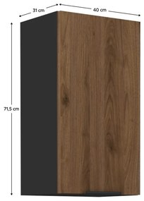Horná kuchynská skrinka Monzesa 40 G 72 1F (orech okapi + čierna) . Vlastná spoľahlivá doprava až k Vám domov. 1096964