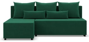 Rohová rozkladacia sedačka FERMO Kronos fľaškovo zelená