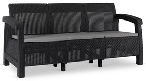 Záhradná pohovka Flint 182 cm z umelého ratanu čierna/sivá