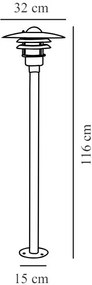 Nordlux Pozinkovaný záhradný stĺpik Lønstrup 32 pre žiarovku E27 116cm 71428031