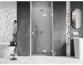 Mexen, Mexen Lunar pravé otočné sprchové dvere 115 cm, transparentné, biele - 834-115-000-20-00-P