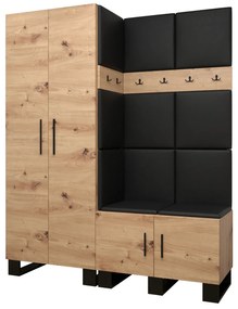 Predsieňová zostava Amanda 2 (dub artisan + čierna ekokoža). Vlastná spoľahlivá doprava až k Vám domov. 1085874
