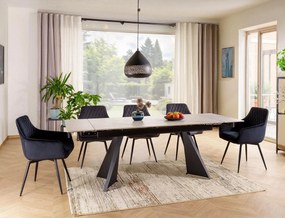 Jedálenský rozkladací stôl Laconi 160/220 cm keramika biely mramor/čierny