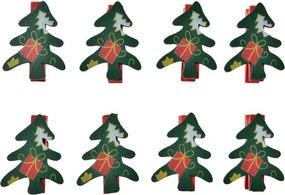 Set 8ks malý drevený kolíček so stromčekom - 3*1*4 cm