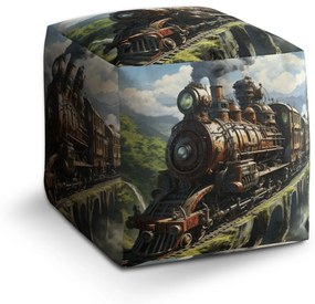 Sablio Taburet Cube Parná lokomotíva na viadukte: 40x40x40 cm