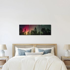 Obraz polárna žiara (s hodinami) (90x30 cm)