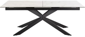 Jedálenský rozkladací stôl Irwine 200/240 cm biely mramor/čierny