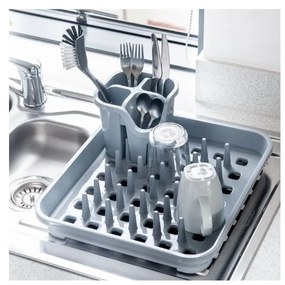 Sivý plastový odkvapkávač 38x33,5 cm Eco Range – Addis