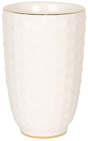 Porcelánový téglik na zubné kefky so zlatým pruhom - Ø  7*12 cm