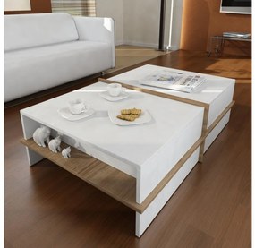 Asir Konferenčný stolík PLUS 35x90 cm hnedá/biela AS0825