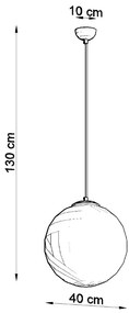 Závesné svietidlo Ugo, 1x biele sklenené tienidlo, (fi 40 cm), ch