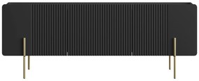 TV stolík Malmi 150 cm - čierny mat / zlatá