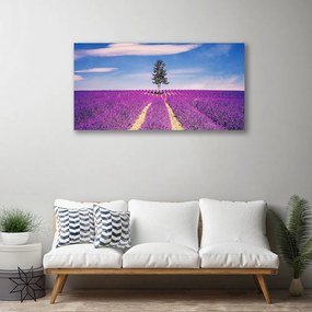 Obraz Canvas Pole levanduľa lúka strom 125x50 cm