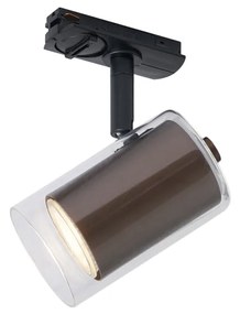 Moderný reflektor tmavý bronz s čírym sklom pre koľajnicový systém 1-fázový - Iconic Lloyd