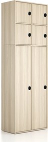 Nadstavba pre skrine FRAME, 4x dvere, 872 x 450 x 854 mm, kódový zámok, dub prírodný