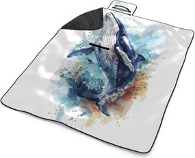Sablio Plážová deka Akvarelová veľryba: 200x140 cm