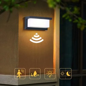 Brilagi-LED Vonkajšie nástenné svietidlo so senzorom BRICKY LED/12W/230V antr IP54