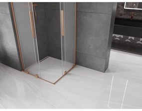 Mexen Velar L Duo, sprchový kút s posuvnými dverami 80 x 80 cm, 8mm sklo námraza, medená matná, 871-080-080-02-33-65