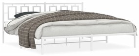 Kovový rám postele s čelom biely 200x200 cm 374297