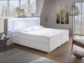 Manželská posteľ Boxspring 180 cm Pius (biela) (s matracmi). Akcia -20%. Vlastná spoľahlivá doprava až k Vám domov. 611050