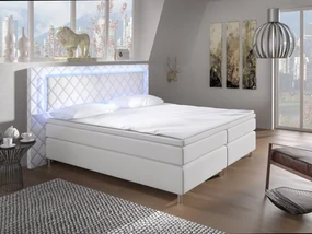 Manželská posteľ Boxspring 180 cm Pius (biela) (s matracmi). Akcia -20%. Vlastná spoľahlivá doprava až k Vám domov. 611050