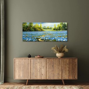 Obraz - Cestička v poli, olejomaľba (120x50 cm)