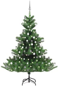 Umelý vianočný stromček jedľa Nordmann LED a gule zelený 180 cm 3077732