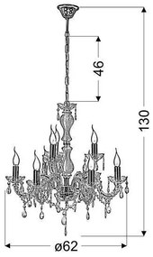 Luster na reťazi MARIA TERESA 8xE14/40W/230V