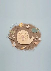 Jabadabado Drevené vrstvené safari puzzle pre batoľatá 18m+ – 6 tvarovaných figúrok, koral