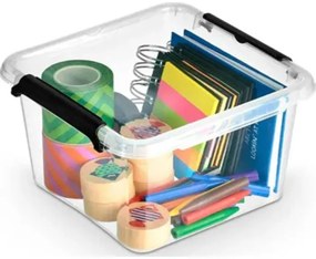 Úložný box s klipsami a vekom, CLEVER, 39x39x16,5 cm, 18 l