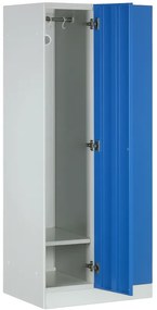 Kovová šatníková skrinka S1, 2-dverová, 1850 x 600 x 500 mm, kódový zámok, modré dvere