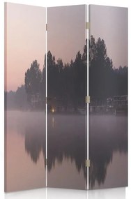 Ozdobný paraván, Jezero po ránu - 110x170 cm, trojdielny, obojstranný paraván 360°