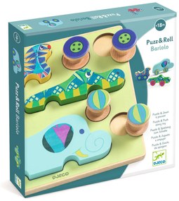 Puzz & Roll - drevená vkladačka a hračka na kolieskach v jednom - zvieratká