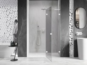 Mexen Lunar L, Otočné pravé sprchové dvere 130 cm, 8mm číre sklo, biely profil, 834L-130-000-20-00-P