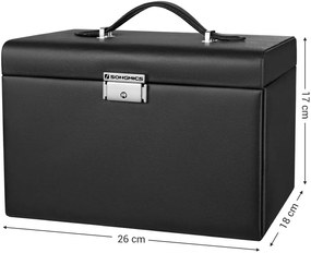 SONGMICS Šperkovnica kufrík so zrkadlom 2 zásuvky čierna