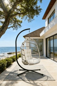 Skládací závěsné houpací křeslo Houseland Malta světle šedé