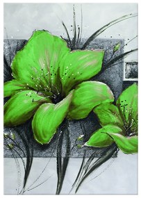 Gario Ručne maľovaný obraz Nádherné zelené Vlčie maky Rozmery: 120 x 80 cm