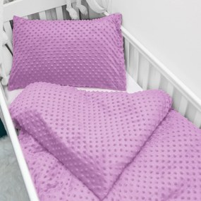Biante Detské posteľné obliečky do postieľky Minky TOP 3D bodky MKP-053 Fialová lila Do postieľky 90x120 a 40x60 cm