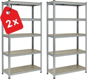 Regál 180x90x40 cm pozinkovaný 5-policový, nosnosť 875 kg - 2ks