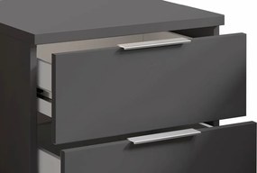 Nočný stolík s 2 zásuvkami Smilla, výška 43 cm, grafitový