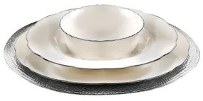 24-dielna jedálenská súprava, biela/strieborná, porcelán