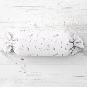 Biante Vankúš valec bonbon Sandra SA-296 Drobné fialové kvety na bielom 15x40 cm
