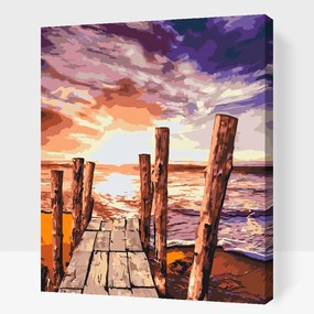 Gario Maľovanie podľa čísel Západ slnka na pláži Rozmery: 30 x 40 cm, Rámovanie: Iba zrolované plátno