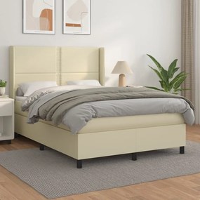 Boxspring posteľ s matracom krémová 140x200 cm umelá koža 3132443